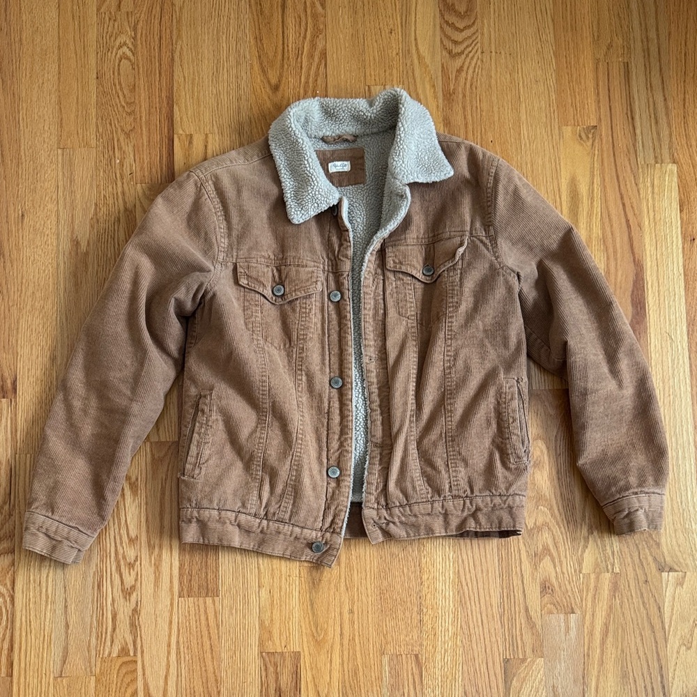 Brown Sherpa-Lined Corduroy Jacket
